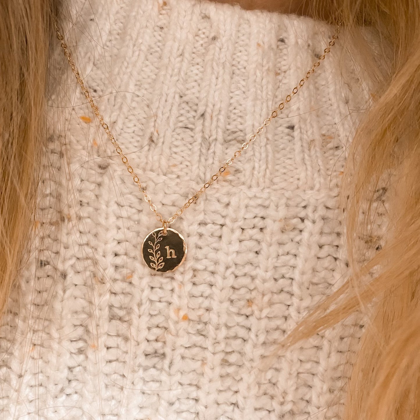 Custom vine monogram necklace - gold or rose gold