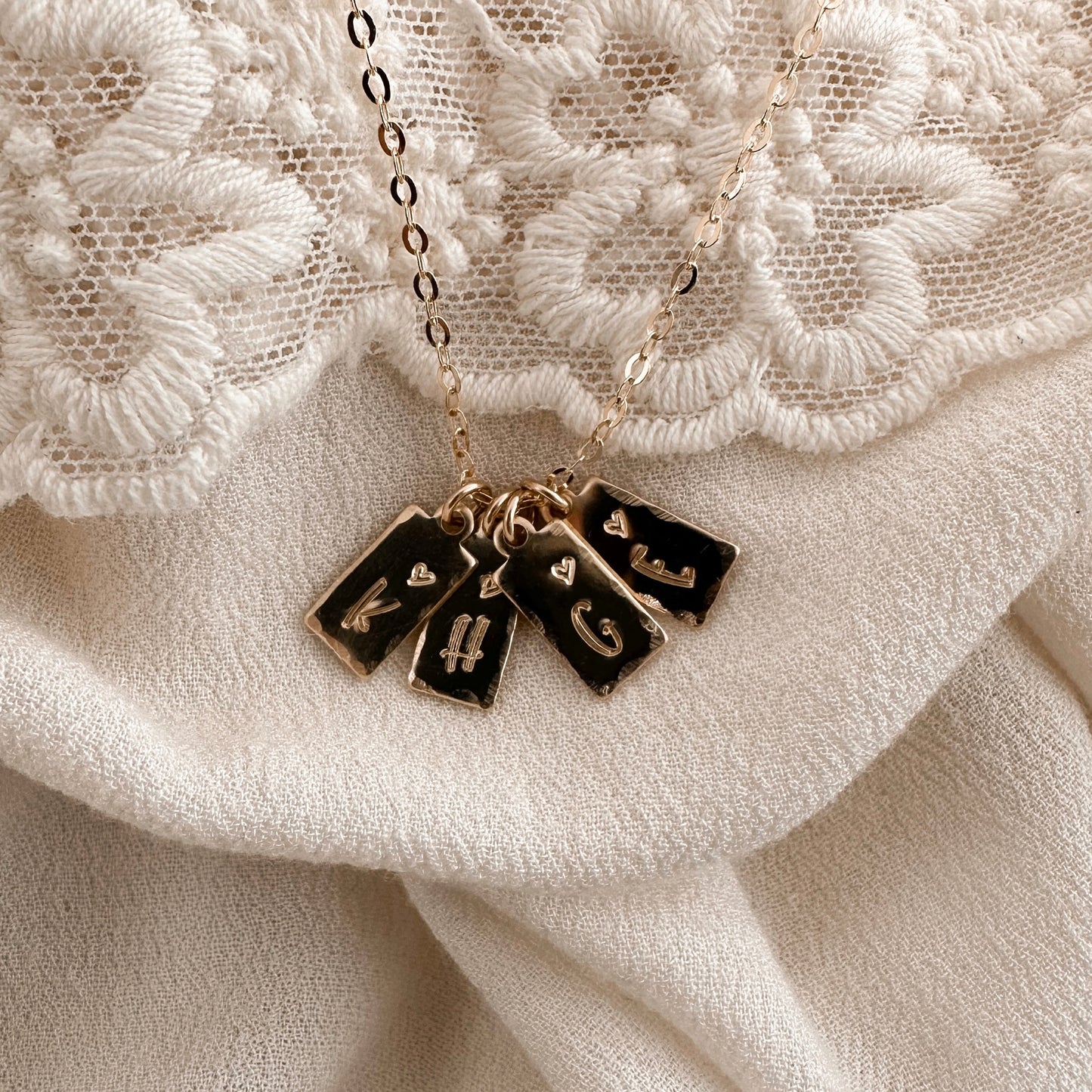 Custom Rectangle necklace - gold