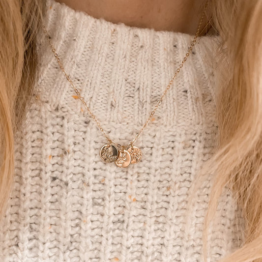 Custom petite birth flower necklace - gold