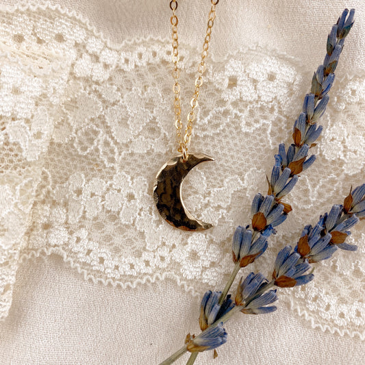 hammered crescent moon - gold