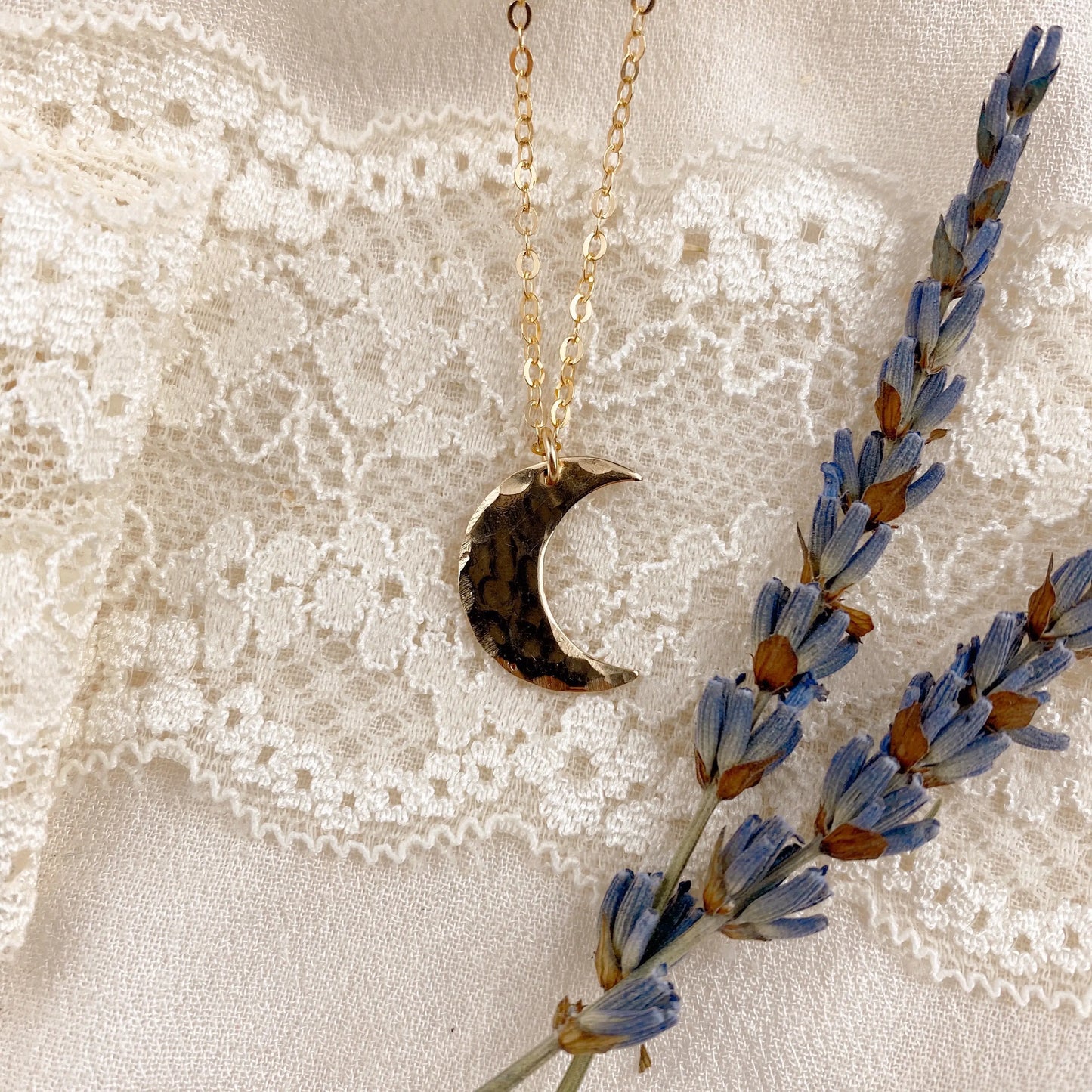 hammered crescent moon - gold Lise's Pieces