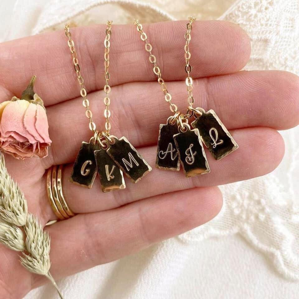 Custom Rectangle necklace - gold