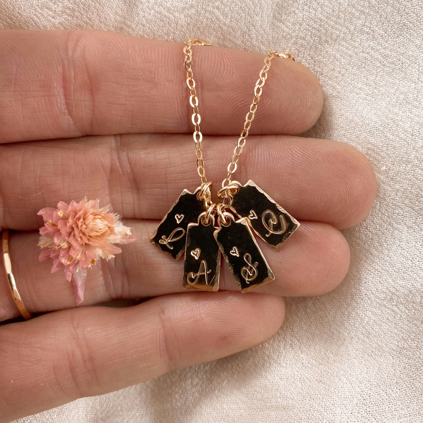 Custom Rectangle necklace - gold