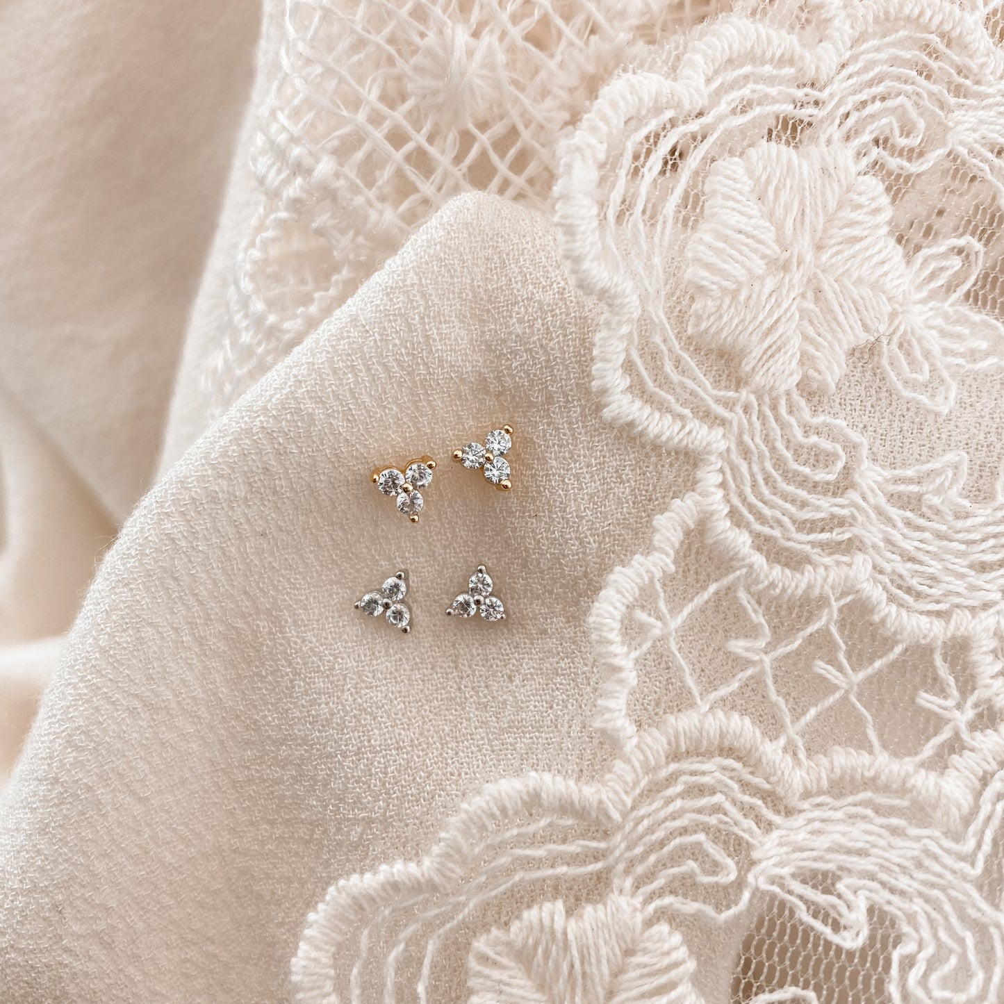 tiny triple crystal studs -choose color