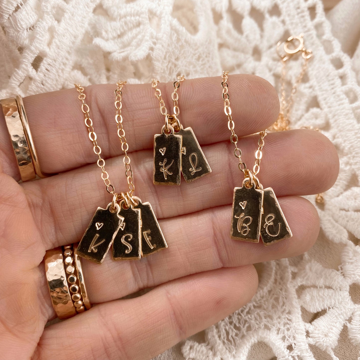 Custom Rectangle necklace - gold