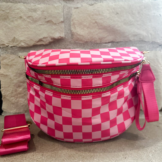 Oversized Crossbody - Pink Checkered