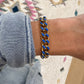 Blue enamel curb chain bracelet - gold