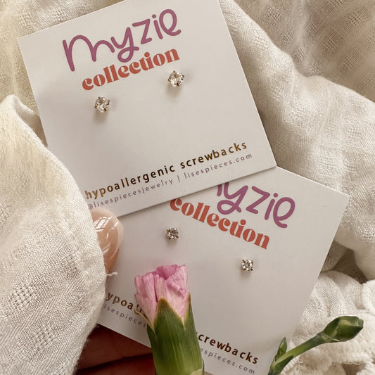 Crystal Screwbacks - gold /  small & large