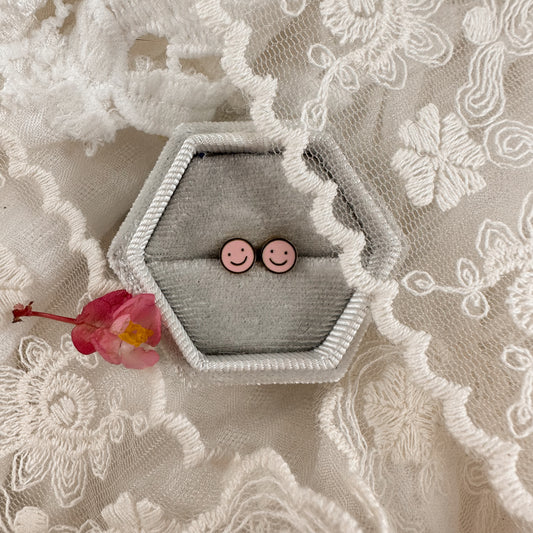Pink Smiley Screwbacks