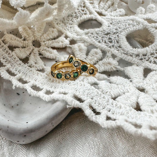 Emerald crystal hoops