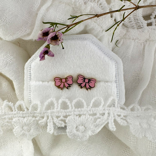 Pink bow screwbacks - Myzie collection Lise's Pieces