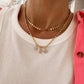 Bubble chain crystal initial necklace - gold