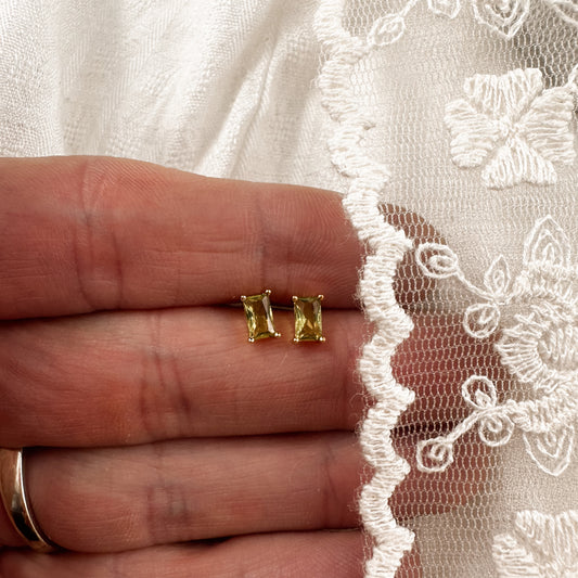 Light Green mini Baguette studs