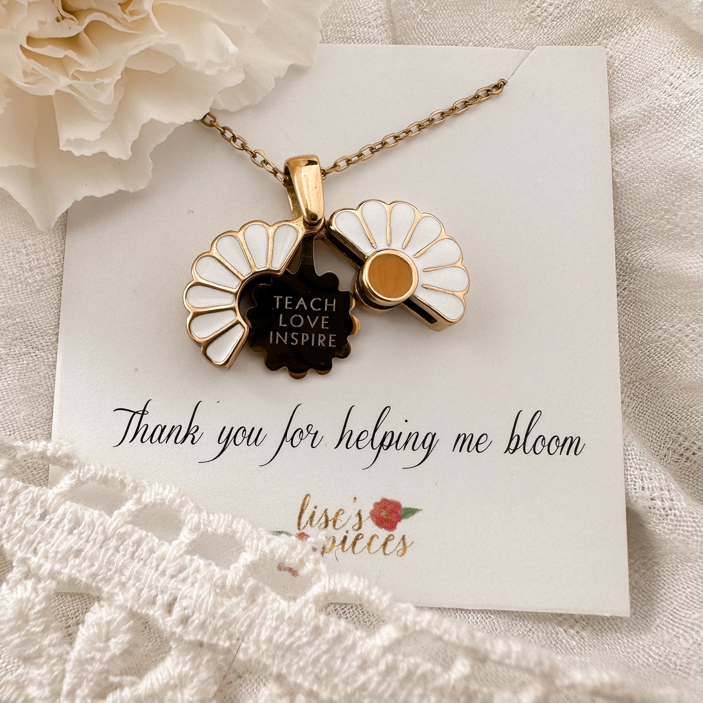 Teacher Bloom Necklace - hidden message