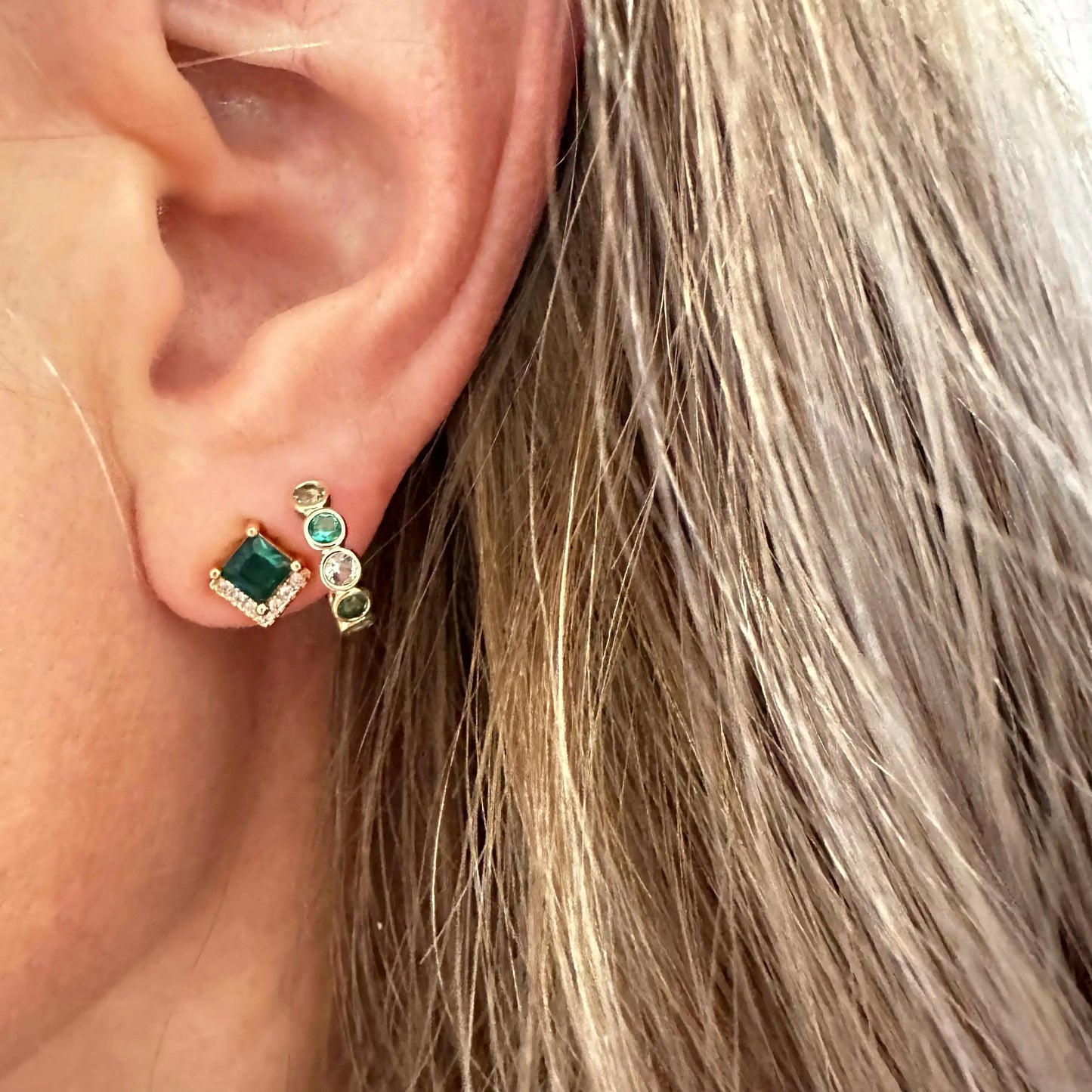 Emerald crystal hoops Lise's Pieces