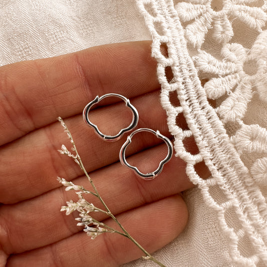 Lucky Clover hoops - sterling
