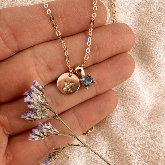 Initial + birthstone necklace