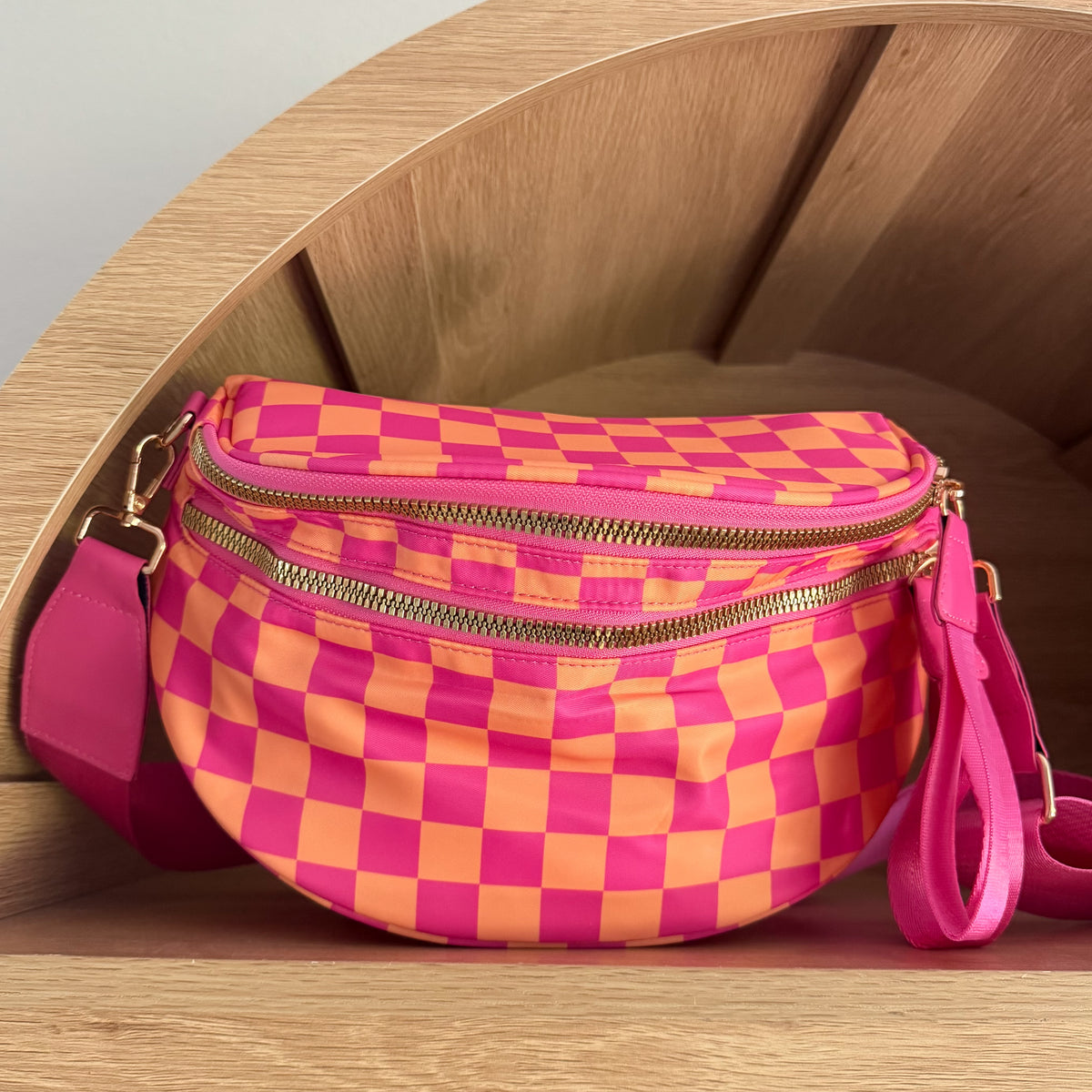 Oversized Crossbody - Pink & Orange Checkered Lise's Pieces