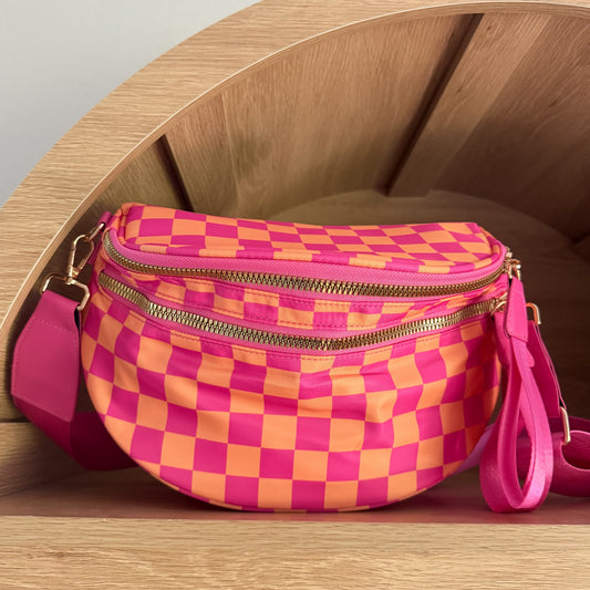 Oversized Crossbody - Pink & Orange Checkered Lise's Pieces