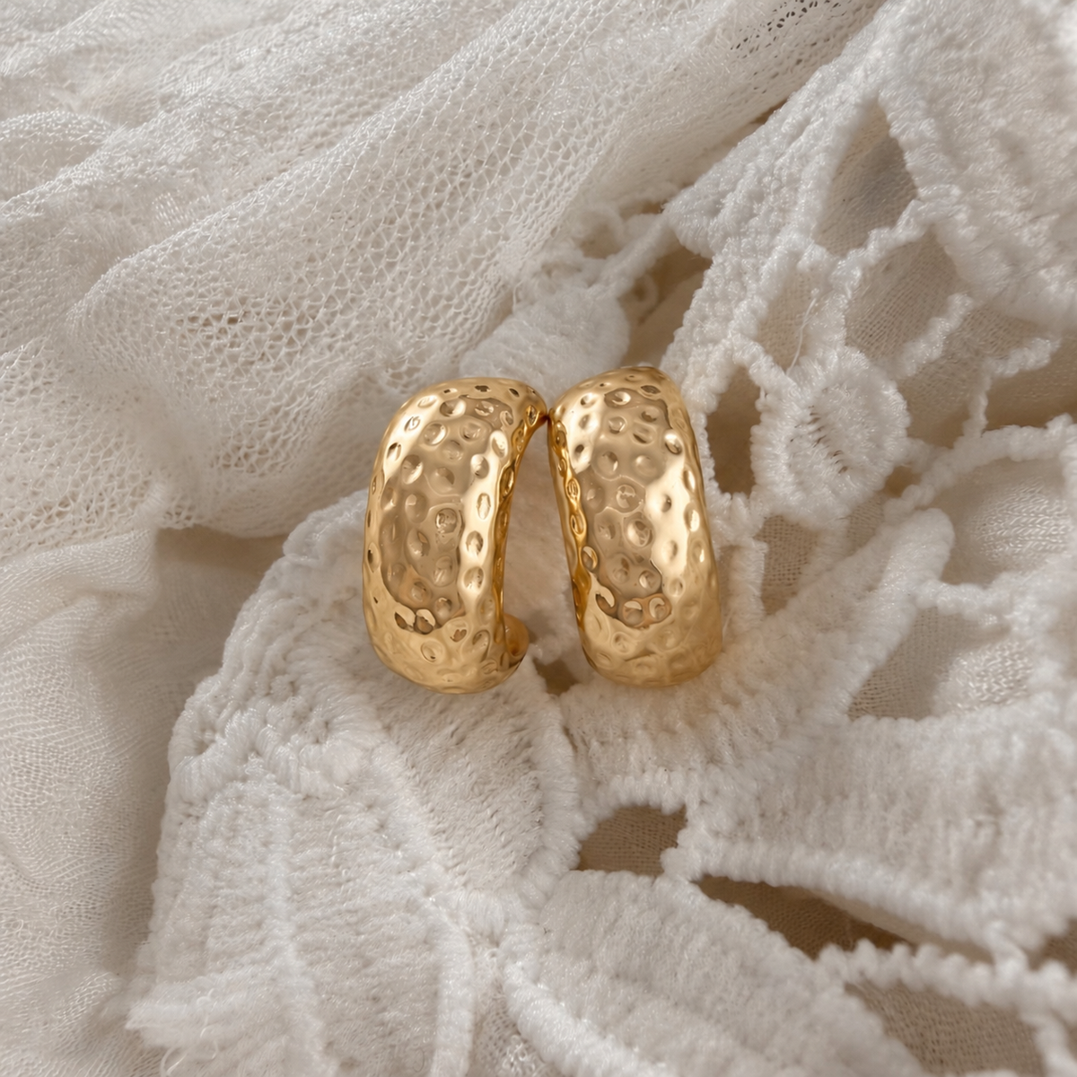 Wide Dimpled Hoops - gold Lise's Pieces