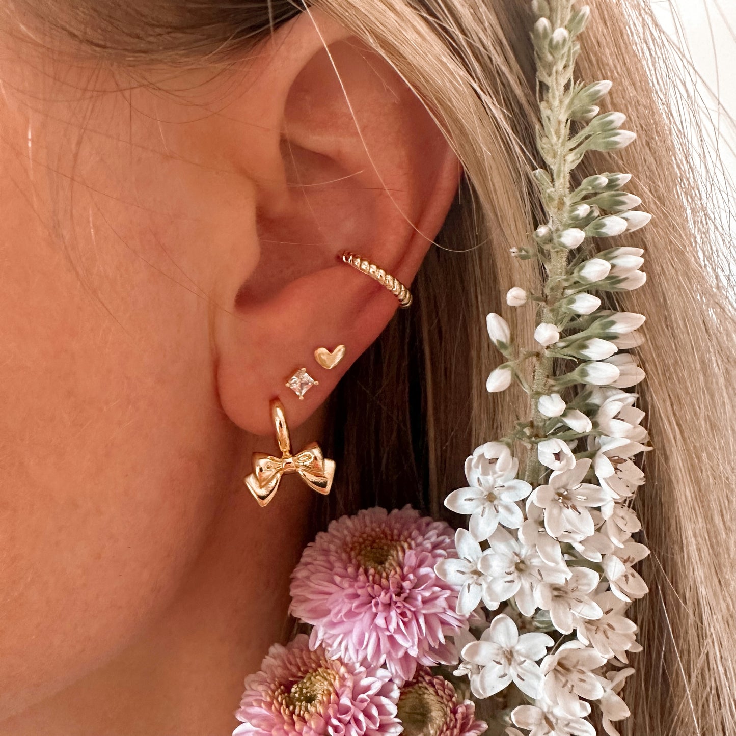 Gold Bow Hoops
