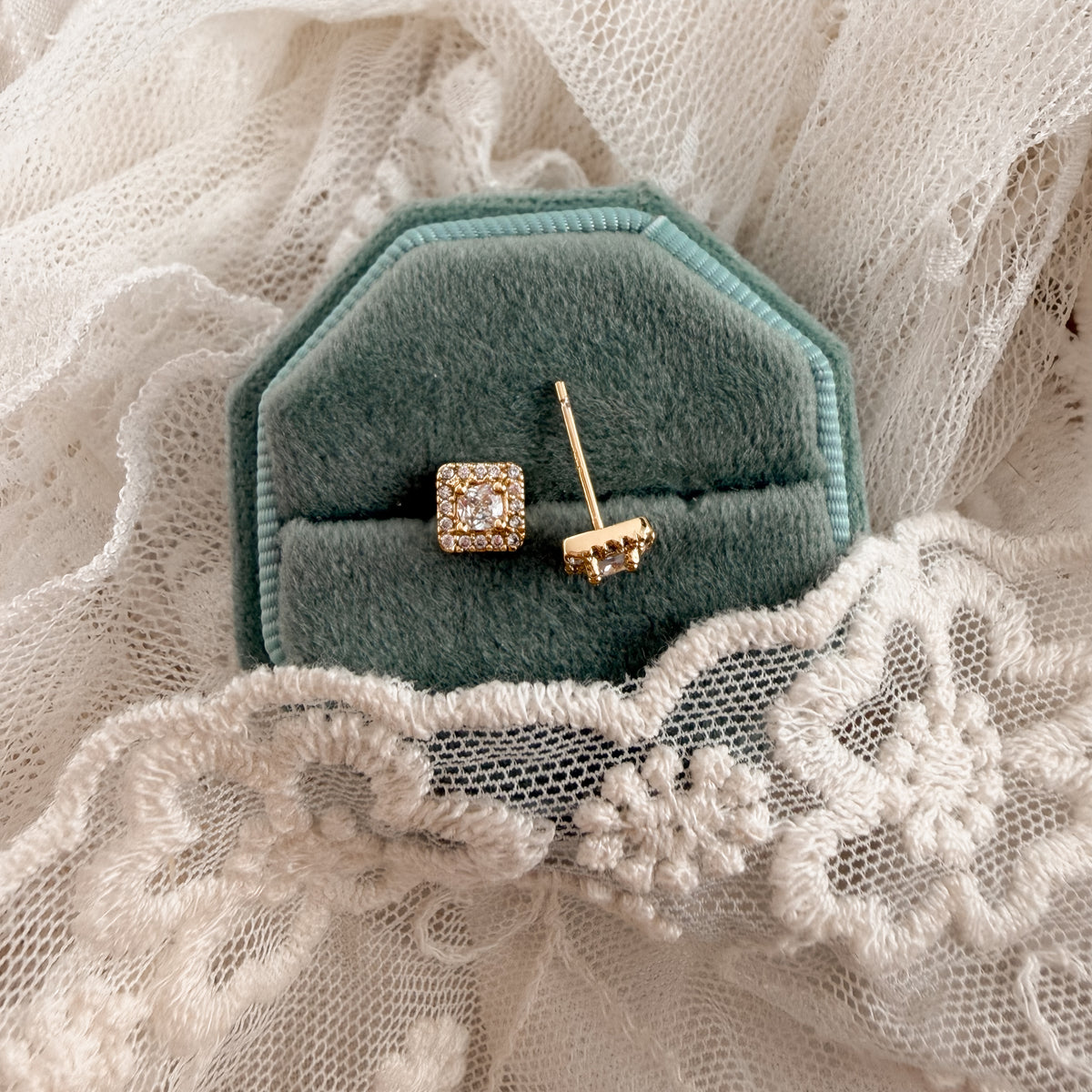 Square Halo studs Lise's Pieces