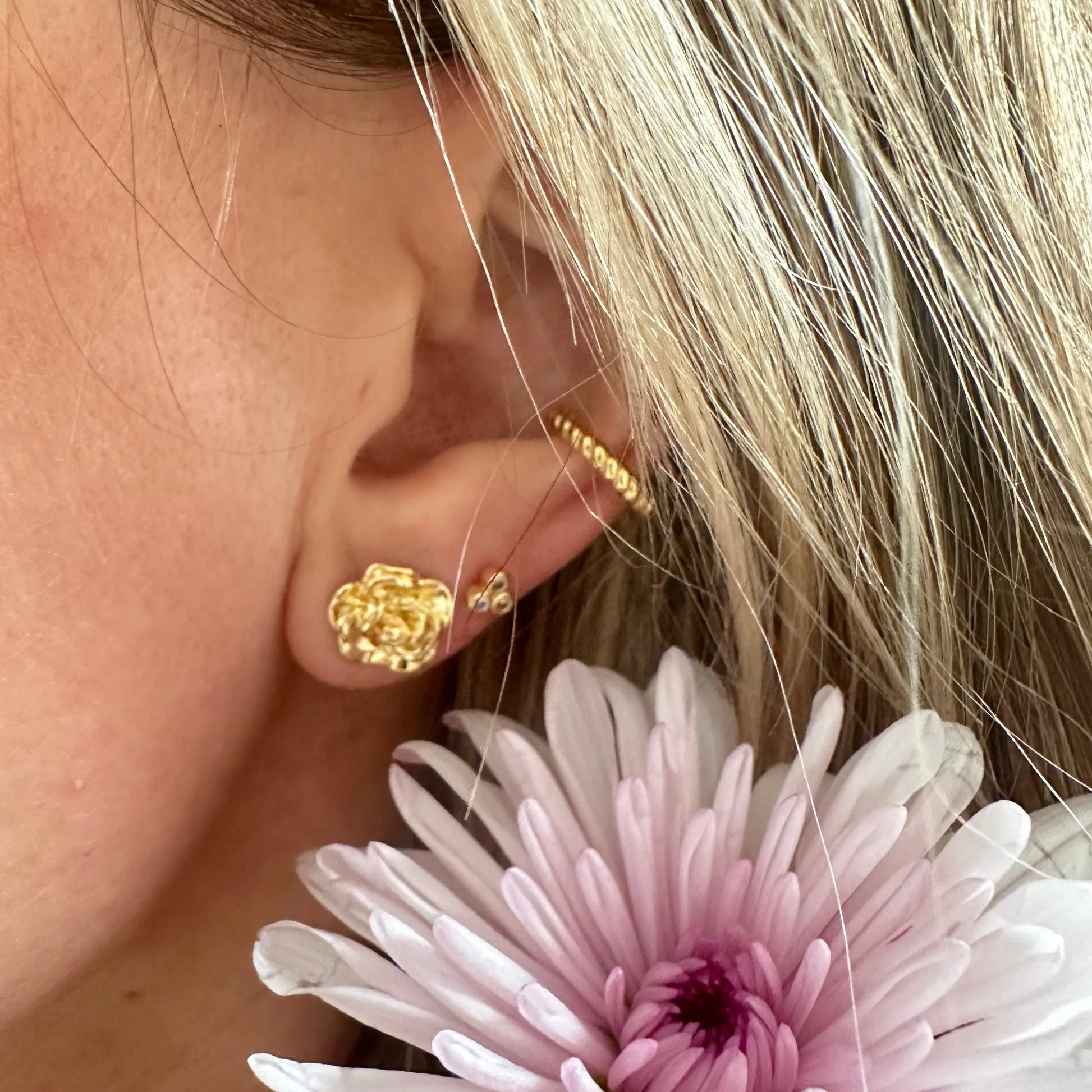 Gold Rose studs Lise's Pieces