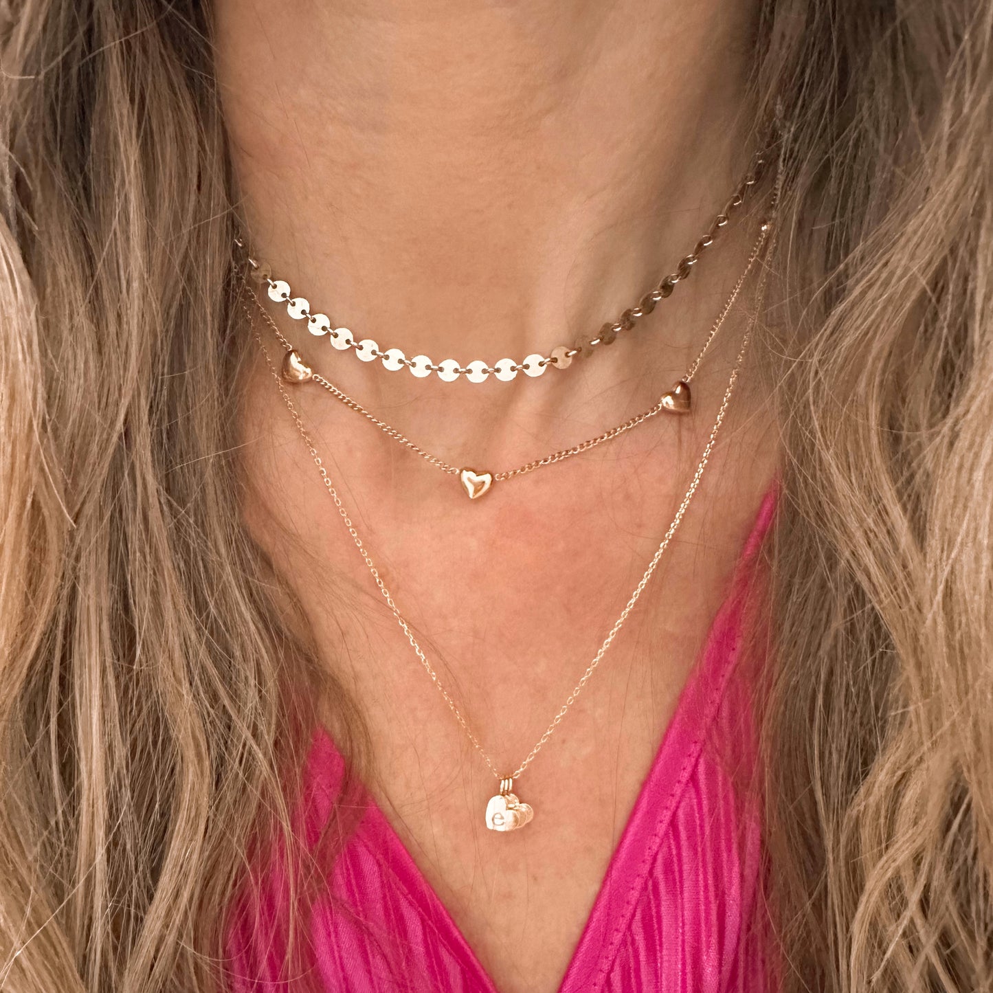 Custom mini heart necklace - gold