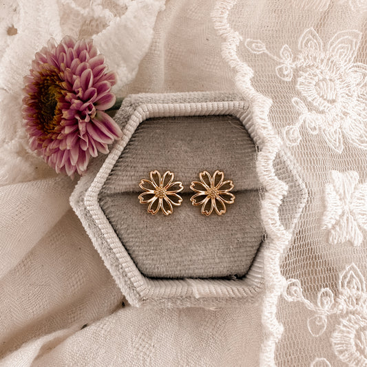 Golden Dahlia studs