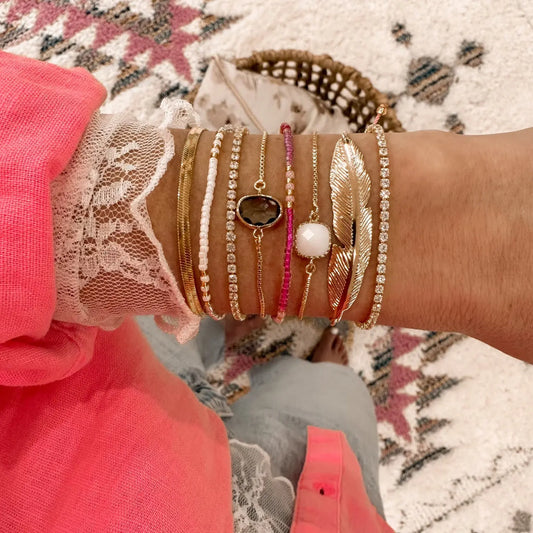 Rhinestone crystal bracelet (single) - gold Lise's Pieces