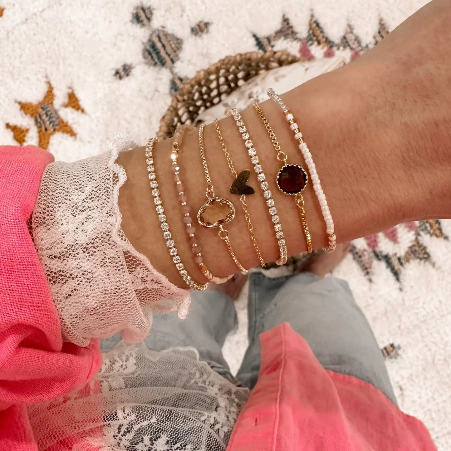 Rhinestone crystal bracelet (single) - gold Lise's Pieces