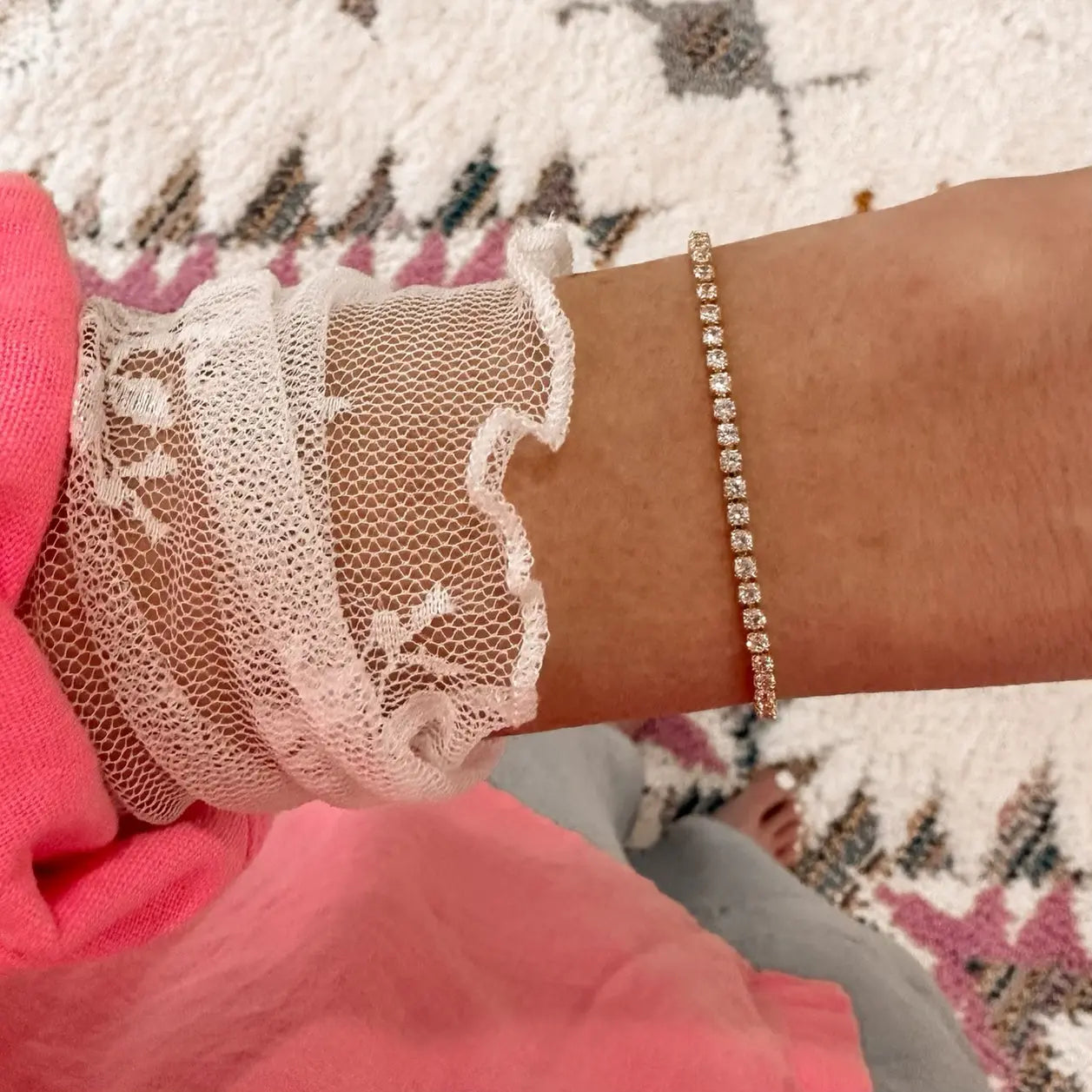 Rhinestone crystal bracelet (single) - gold Lise's Pieces