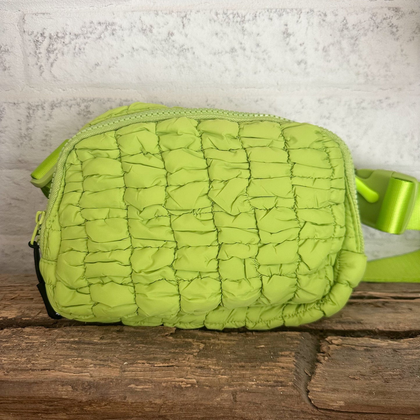 Quilted nylon sidekick bag - bright green