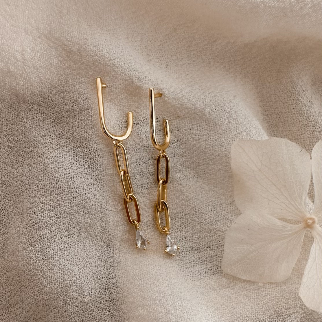 Paperclip drop studs - gold
