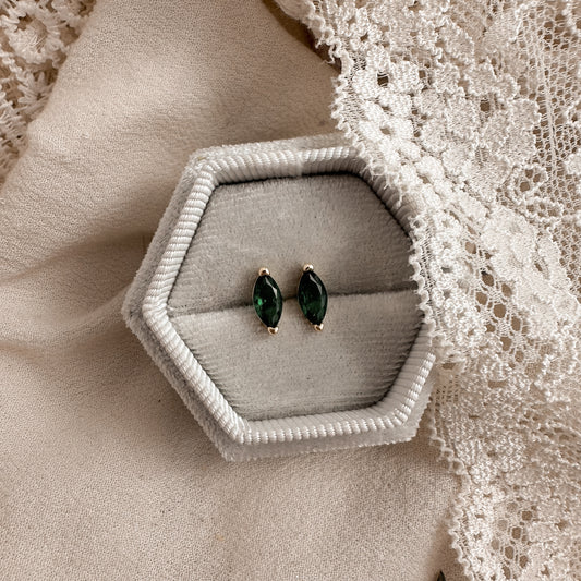 Emerald Marquise studs