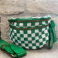 Oversized Crossbody - Checkered Bright Green