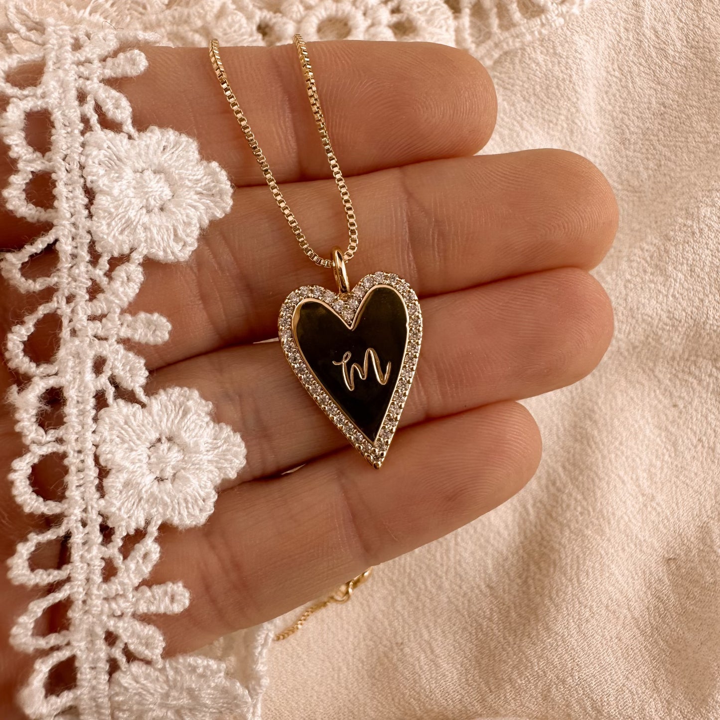 Monogram heart necklace - gold