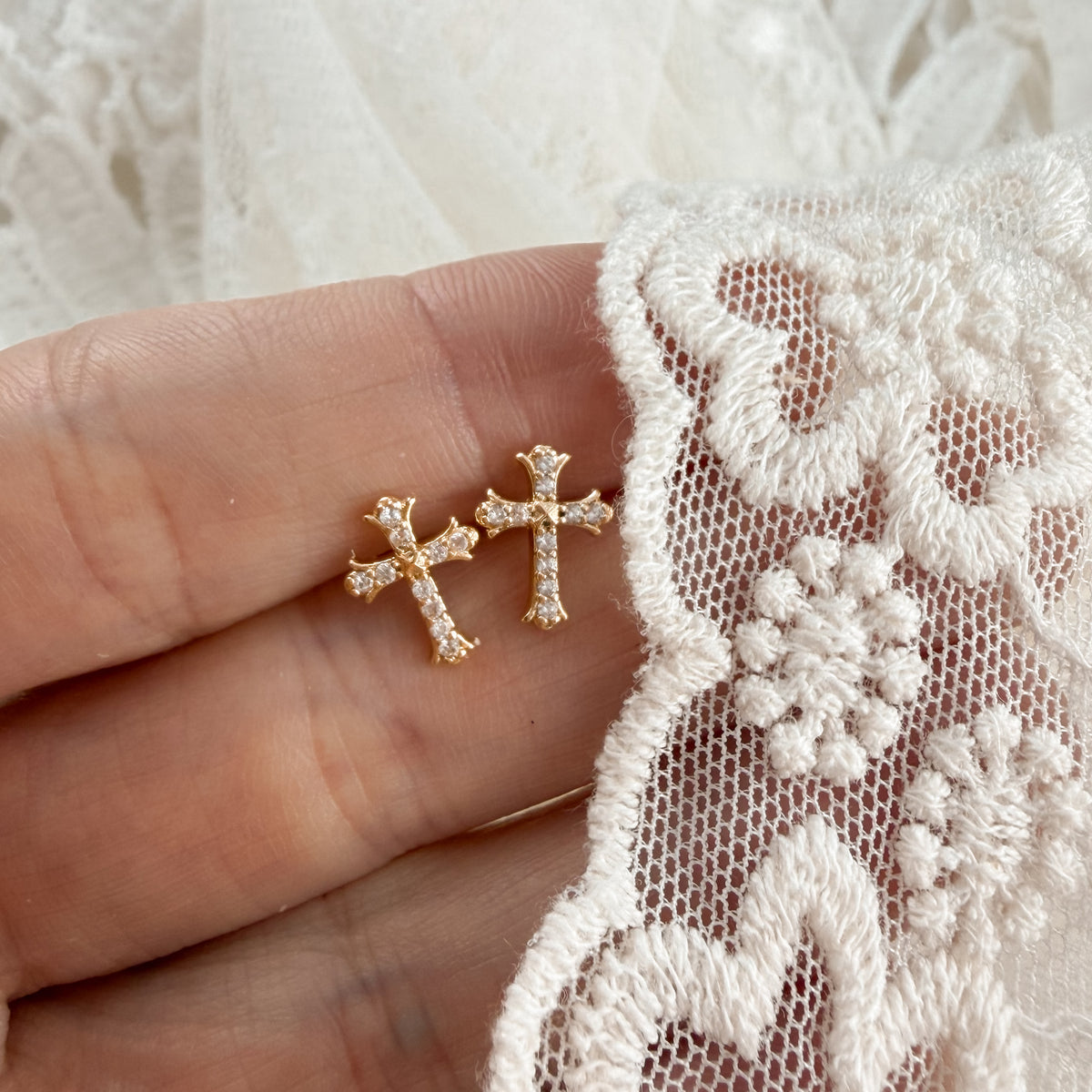 Crystal Cross Studs Lise's Pieces