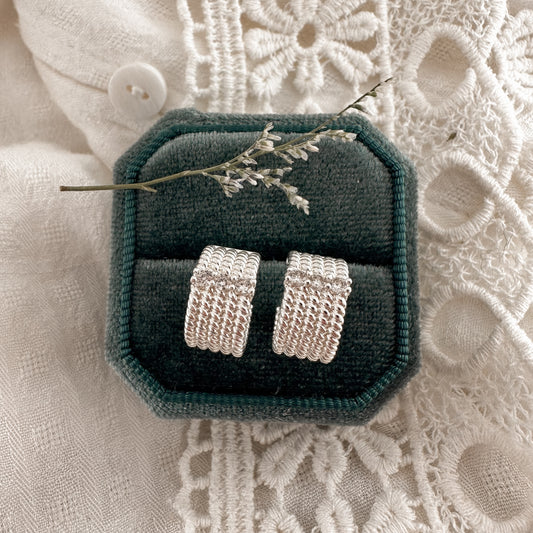 Triple Crystal Cuff Hoop - silver