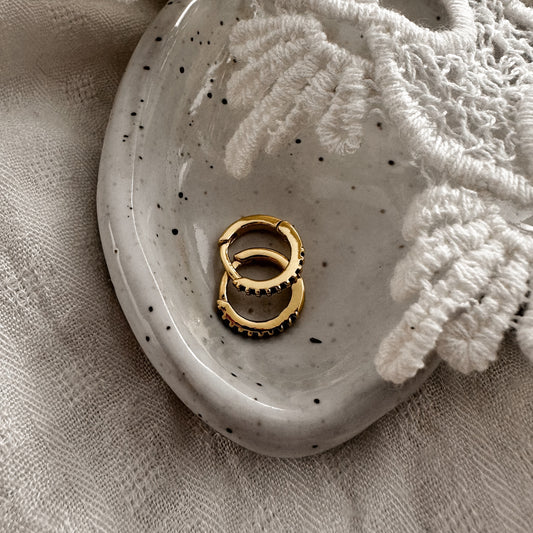 Onyx crystal mini hoops