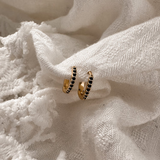 Onyx crystal mini hoops