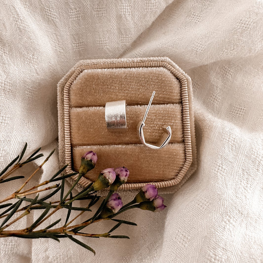 Brushed Silver wide hoops