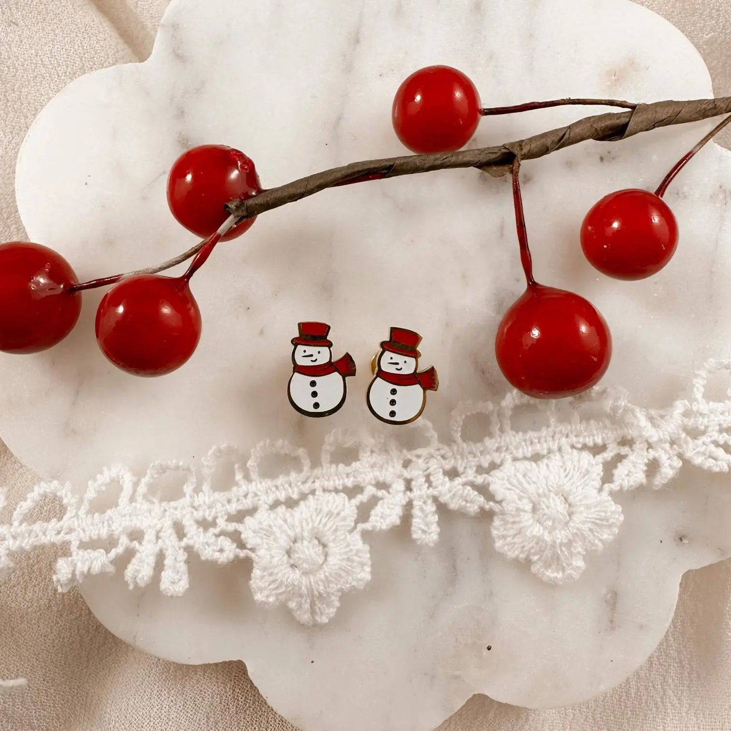 Snowman screwback studs Lise's Pieces