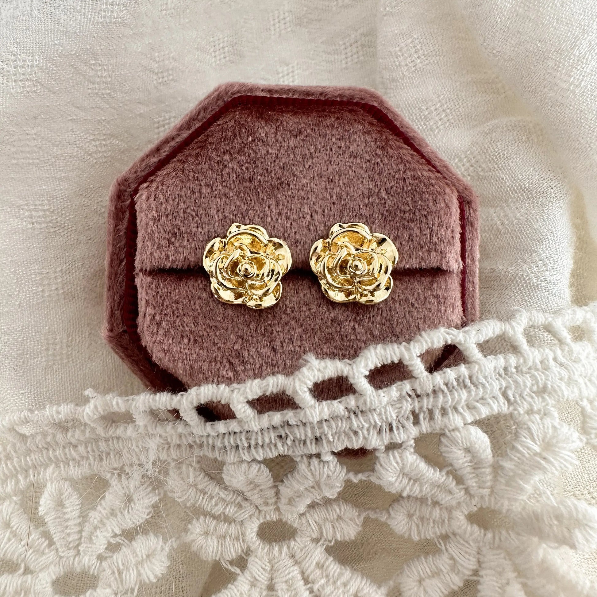 Gold Rose studs Lise's Pieces