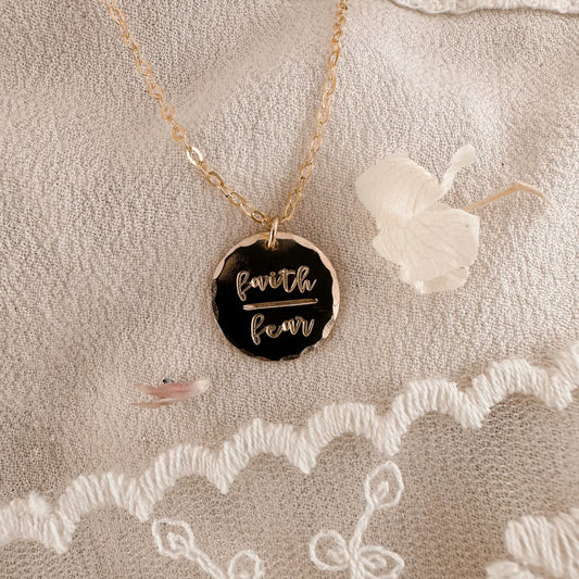 Faith over fear necklace - gold