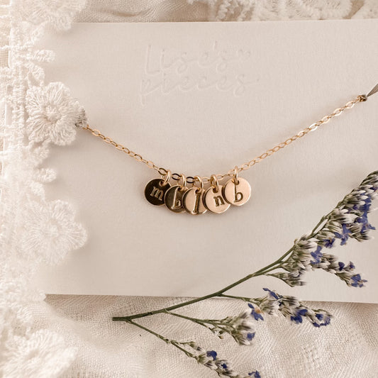 Custom mini initial disc necklace - gold