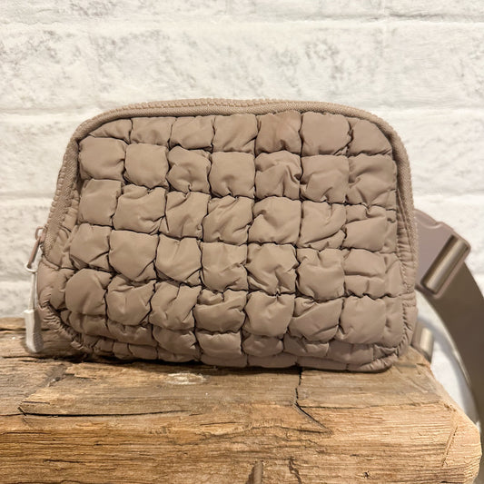 Quilted Nylon sidekick bag - Coffee