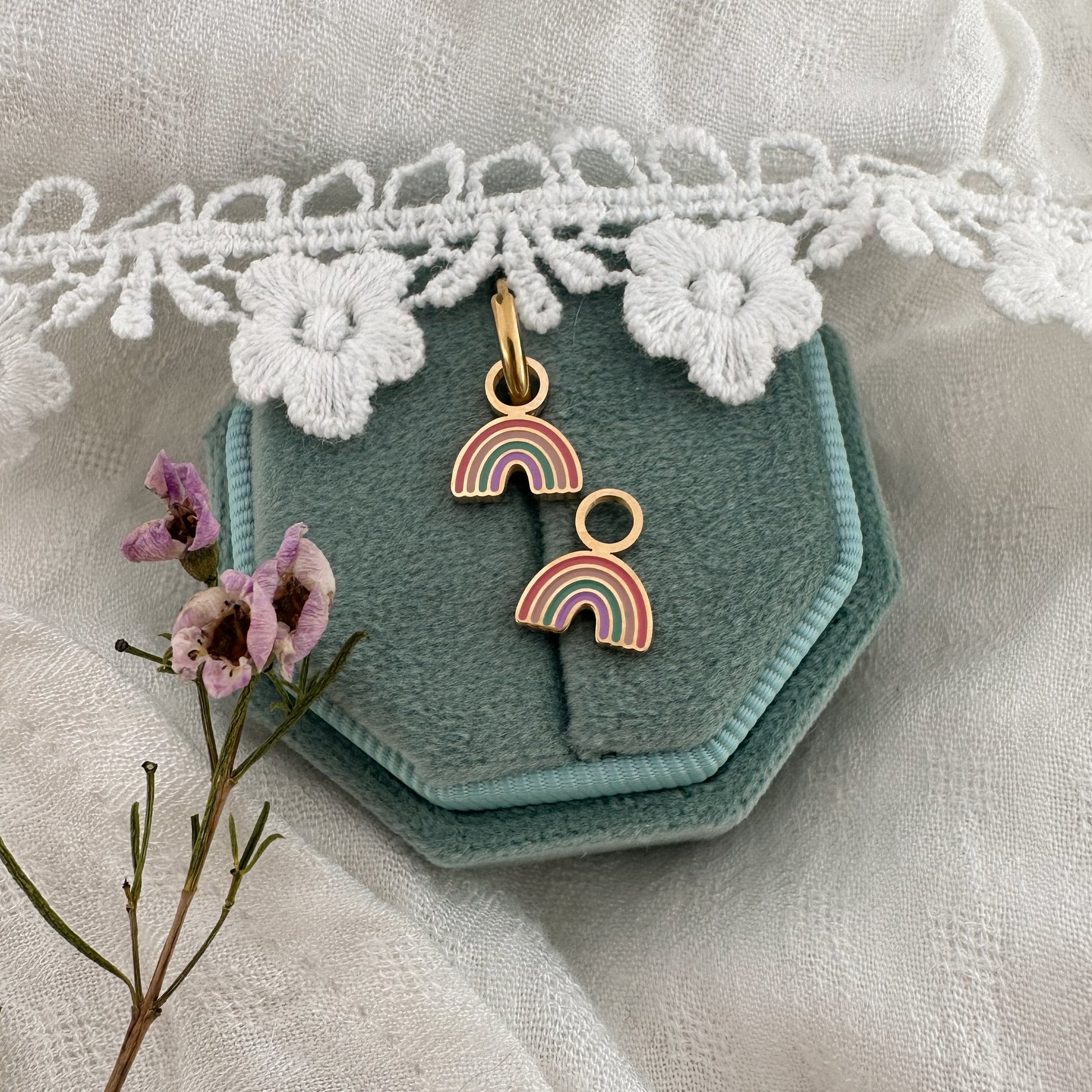 Pastel rainbow hoop charms - Myzie collection Lise's Pieces