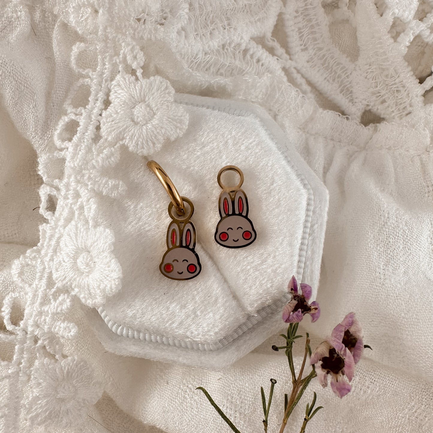Blushing bunny hoop charms - Myzie collection Lise's Pieces