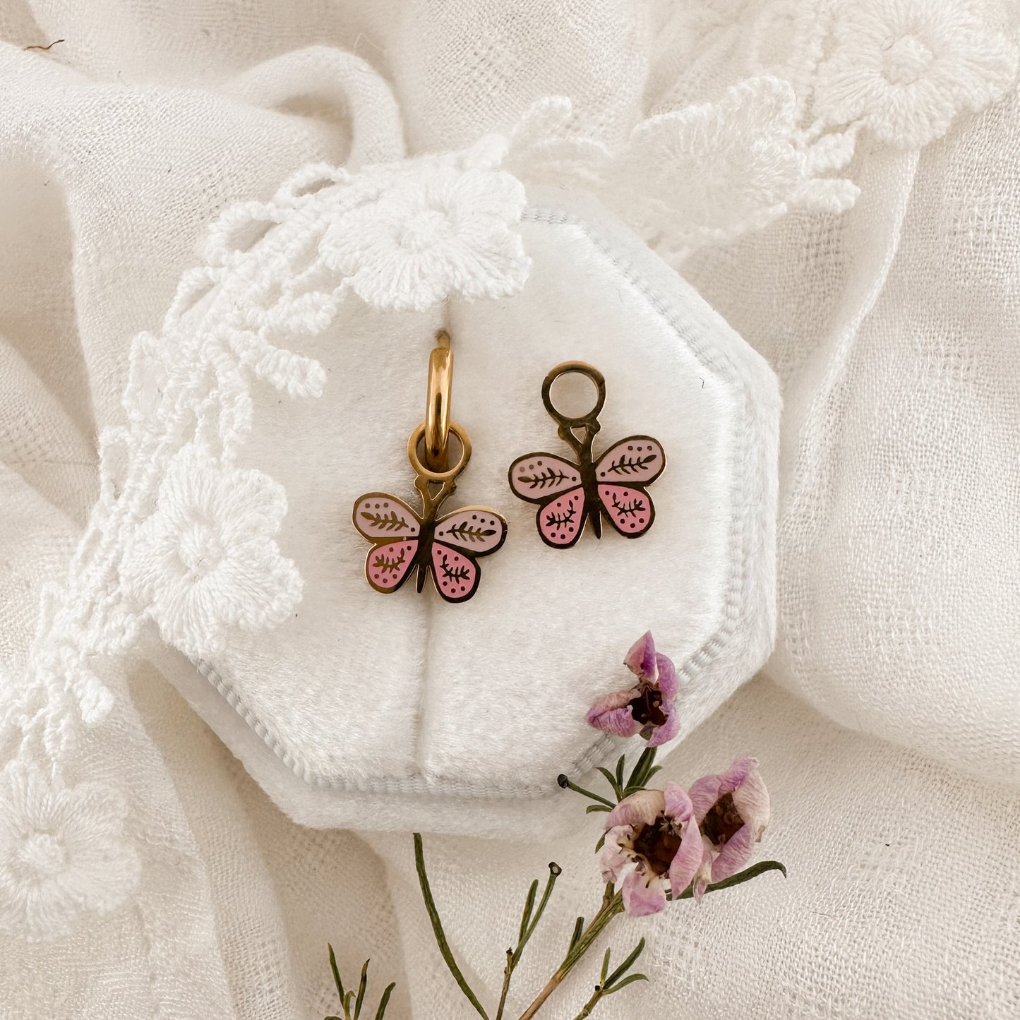Bright butterfly hoop charms - Myzie collection Lise's Pieces